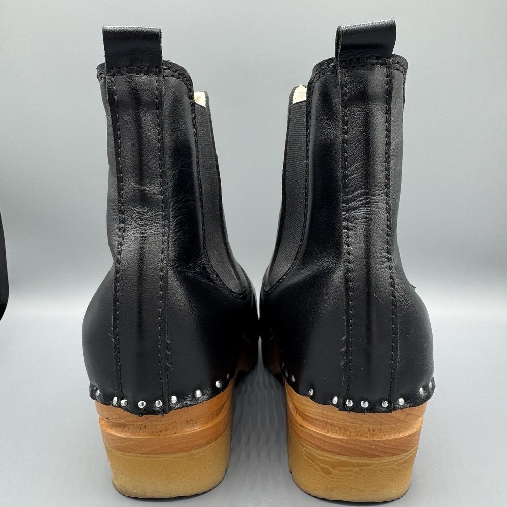 Troentorp Rockwell Shearling Black Leather Slip On Clog Boots 37/7-7.5 - Picture 3 of 10